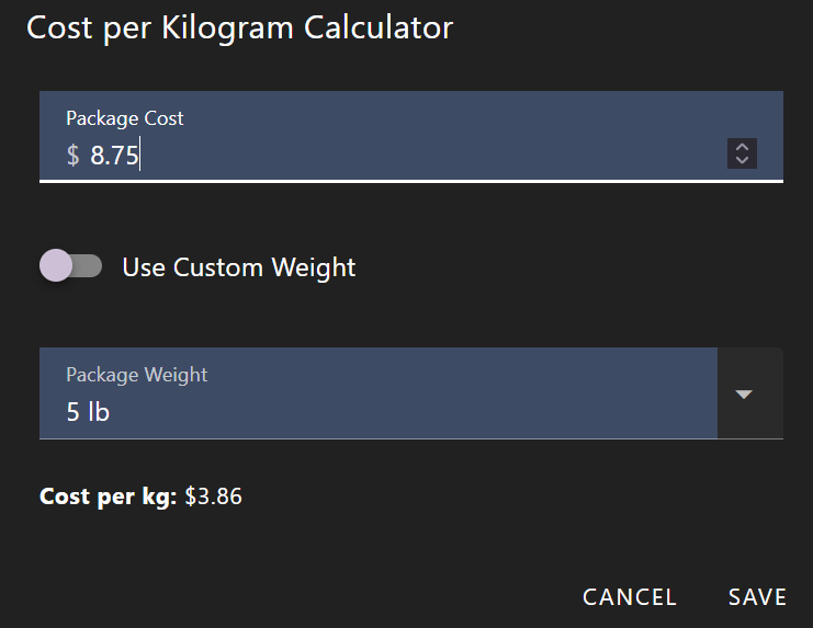 Cost Calculator