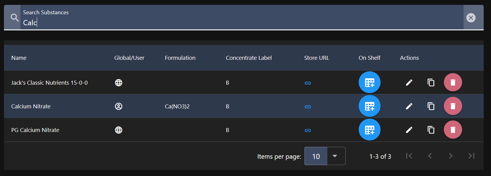 Add to Shelf from Substances List