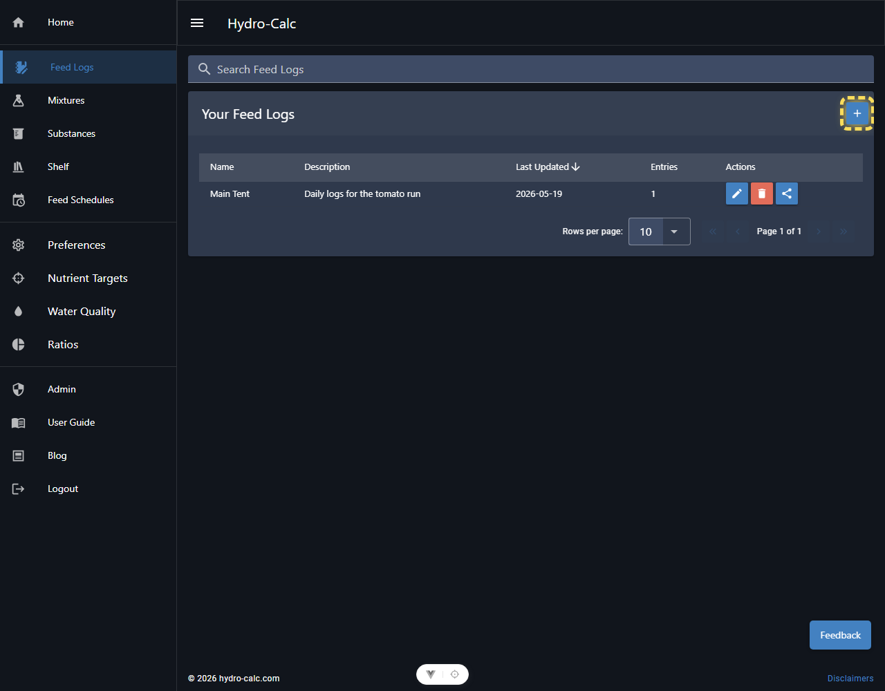 Add New Feed Log