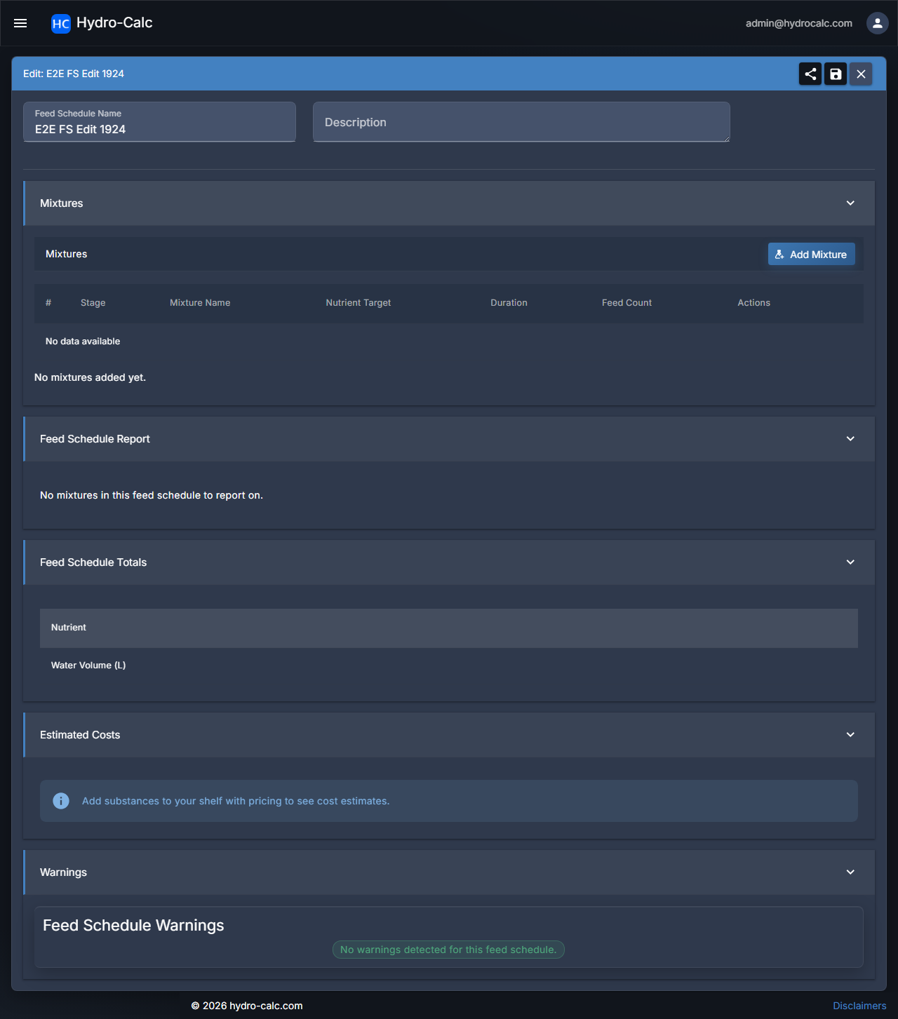 Feed Schedule Editor