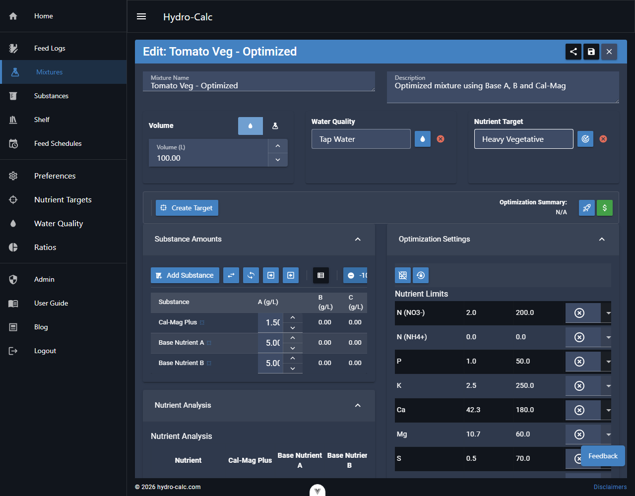 Mixture Editor